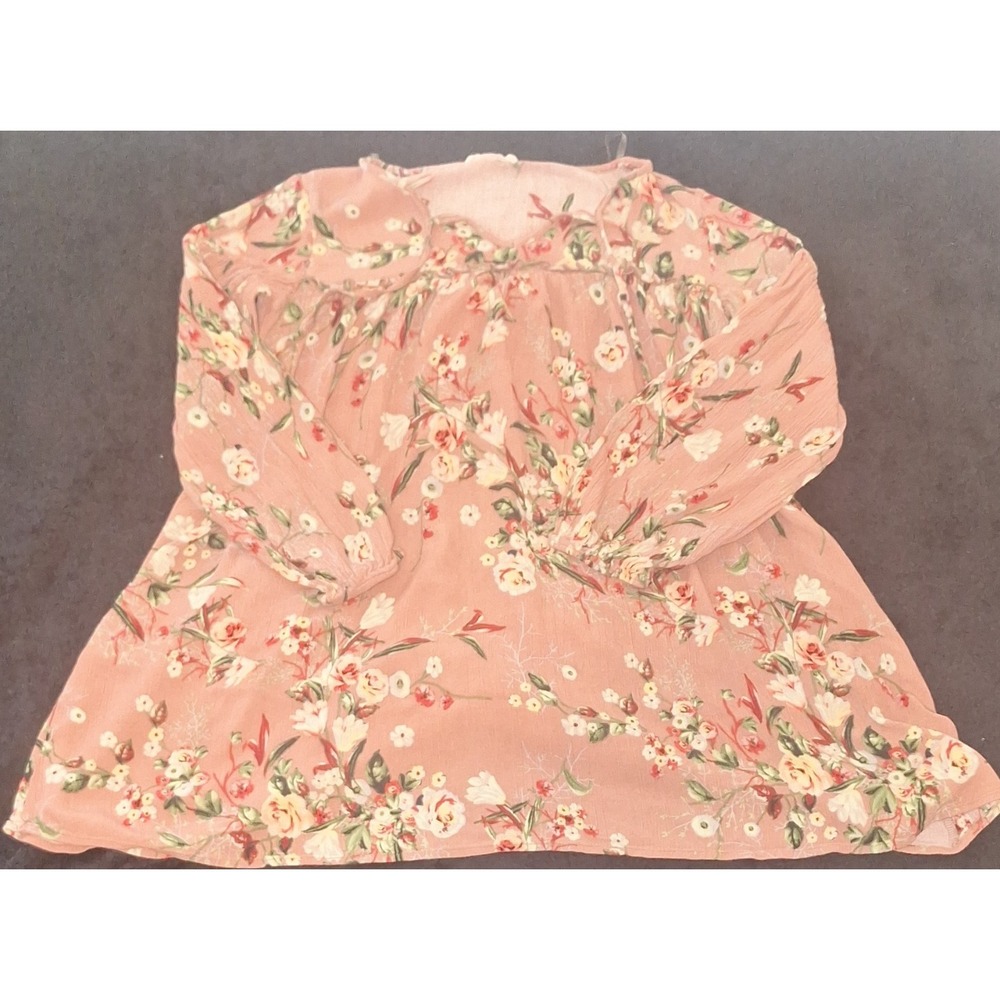Easel Los Angeles Pink Floral Rayon Mini A-Line Long Sleeve Dress Size S ED8296